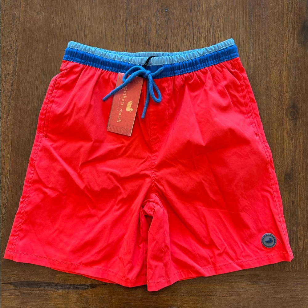 NWT Southern Marsh Youth Pier Stretch Lined Swim Trunk YL
